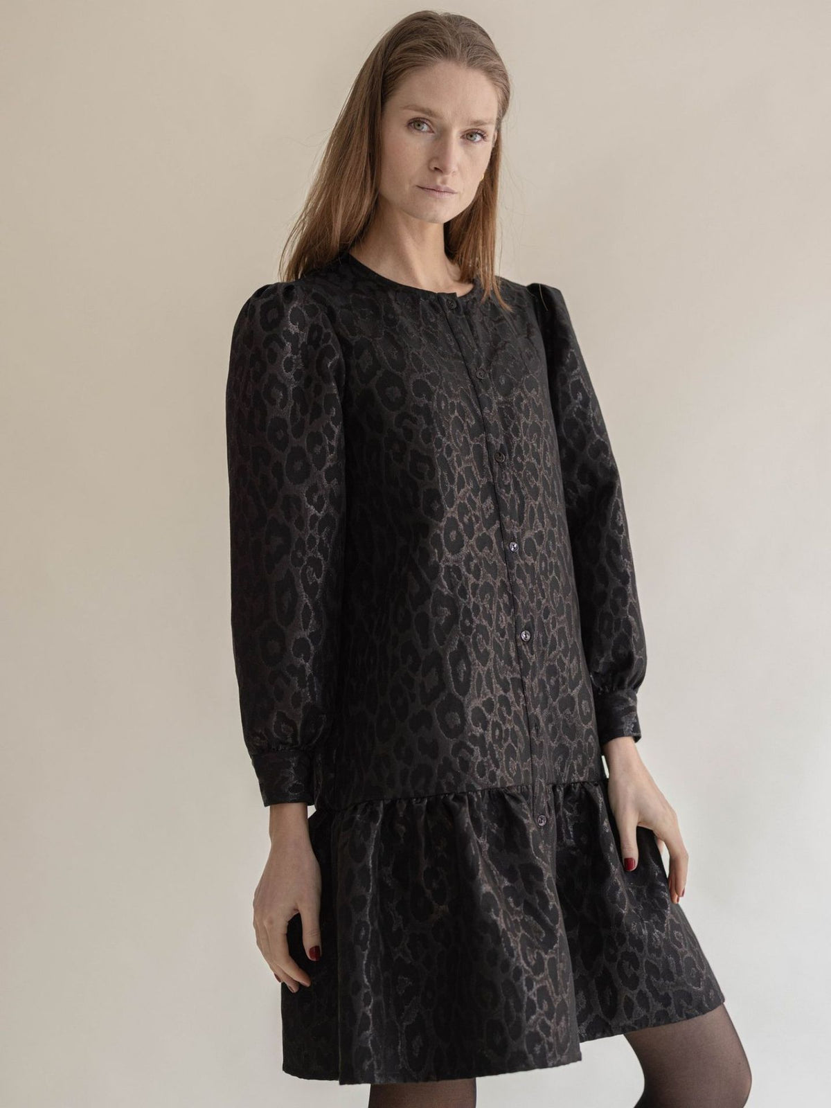 ADELINA DRESS BLACK LEO
