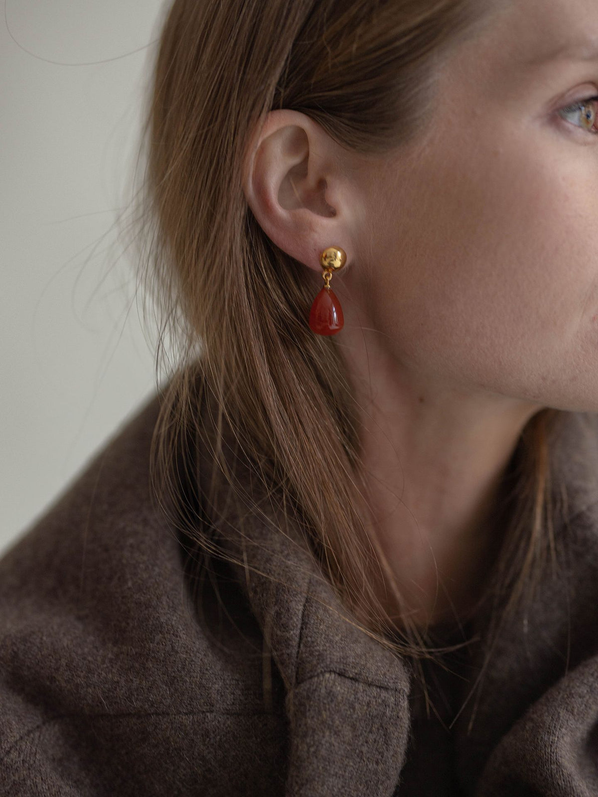 DROP EARRINGS CARNELIAN GOLD