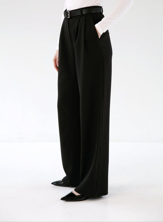 PLEATED WOOL PANTS