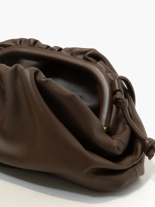 SMALL POUCH WITH STRAP DARK BROWN