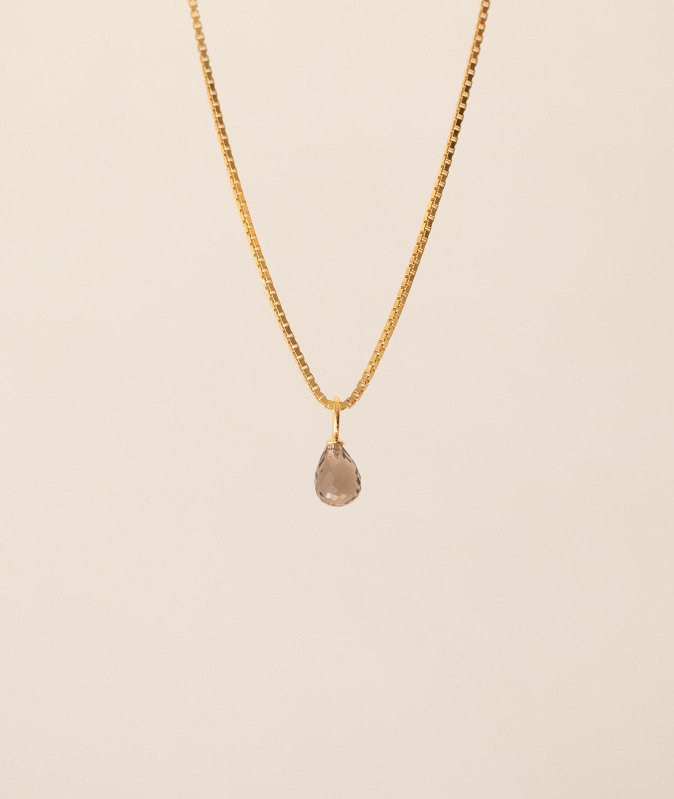 SMOKY QUARTZ DROP PENDANT GOLD