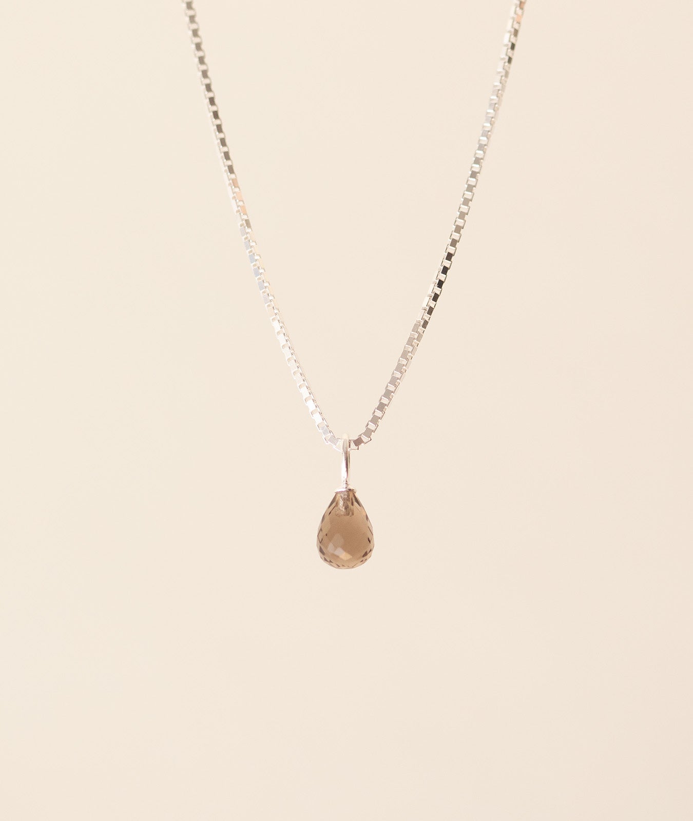 SMOKY QUARTZ DROP PENDANT SILVER