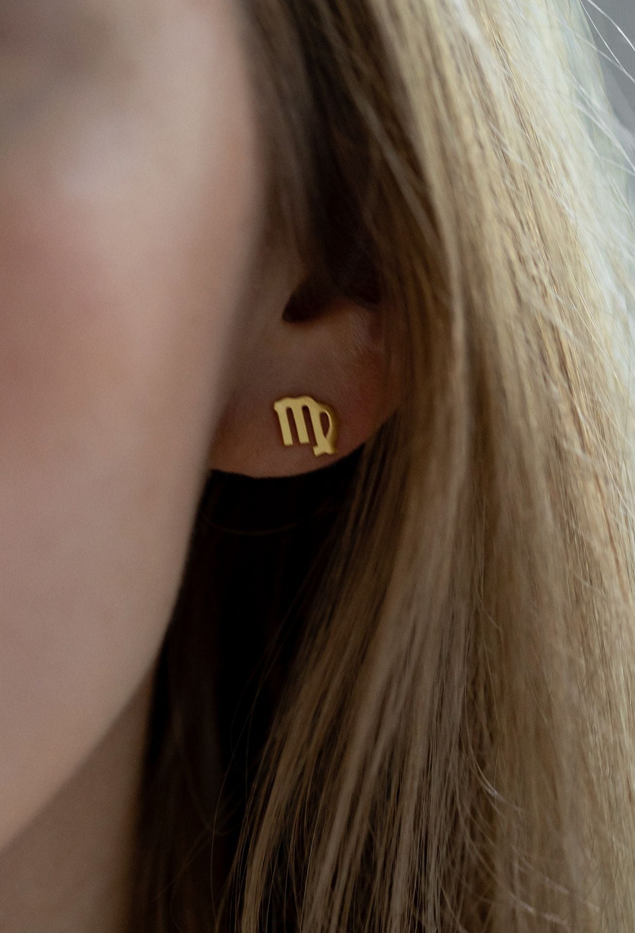 ZODIAC STUD EARRINGS VIRGO GOLD