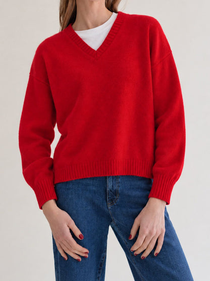 CASHMERE V-NECK  PEPPER