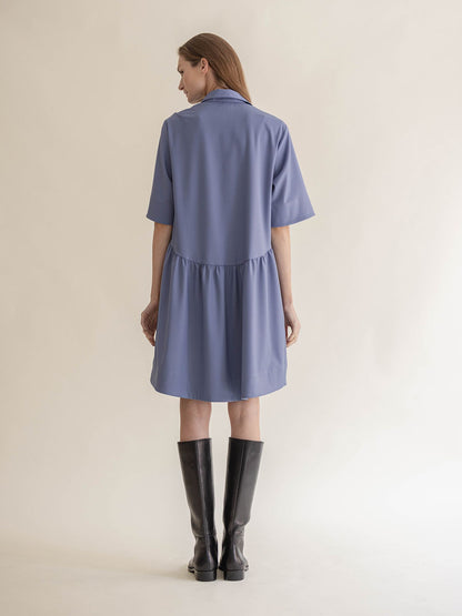 SHIRT DRESS W/COLLAR DOVE BLUE