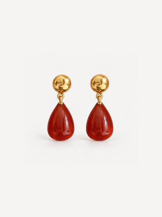 DROP EARRINGS CARNELIAN GOLD