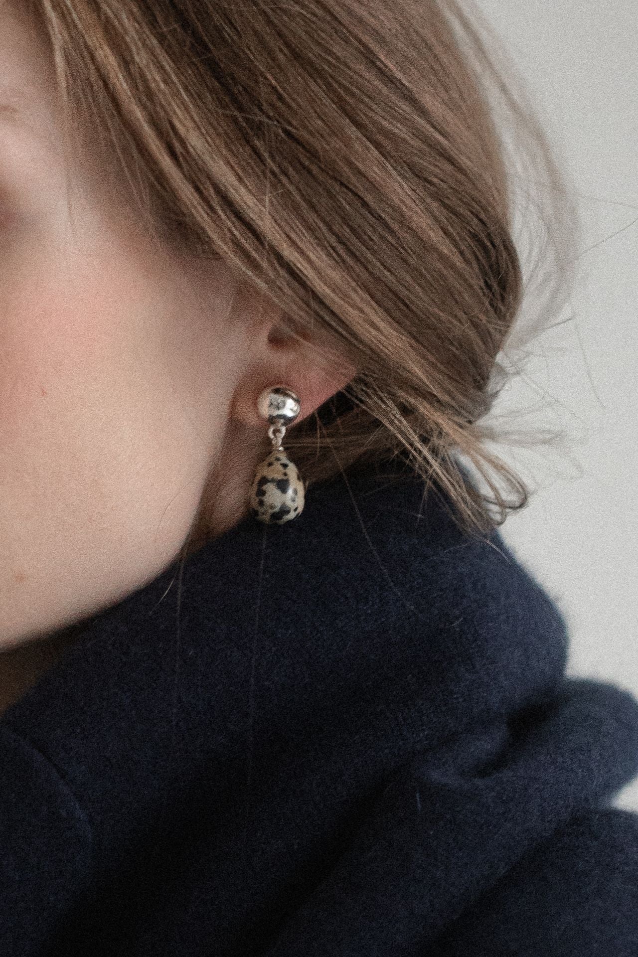 DROP EARRINGS DALMATIAN JASPER SILVER