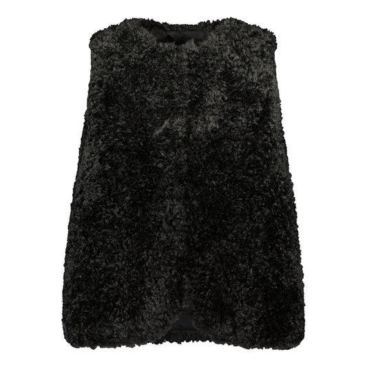 FAUX FUR VEST BLACK