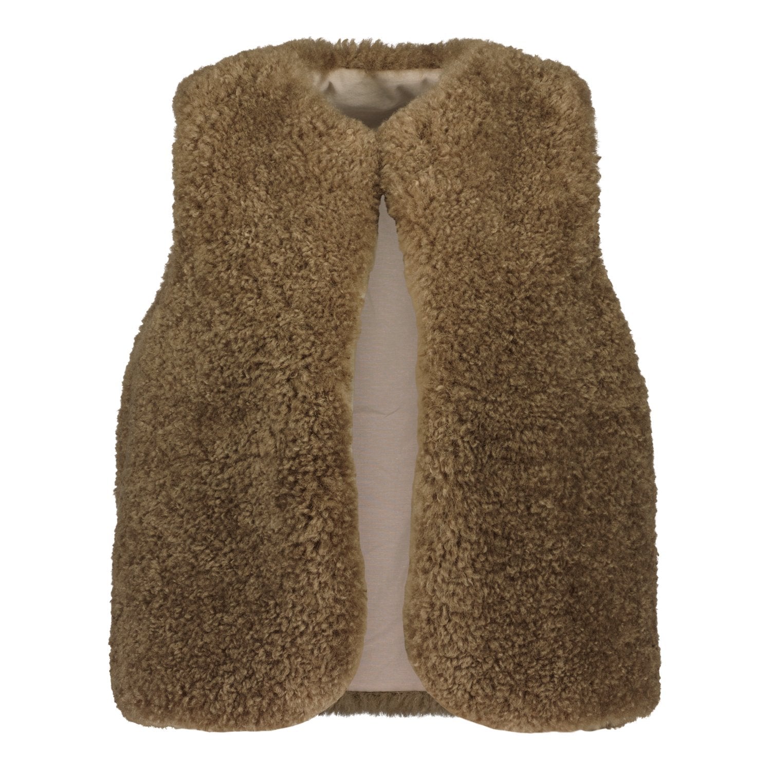 FAUX FUR VEST TAUPE