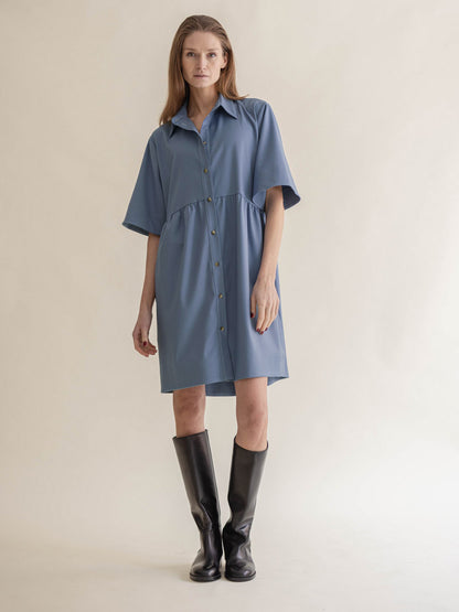 SHIRT DRESS W/COLLAR DOVE BLUE
