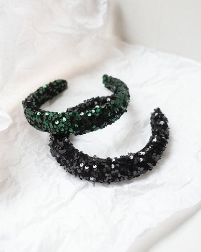 HEADBAND HELSINKI ATELIER PADDED SEQUINS BLACK