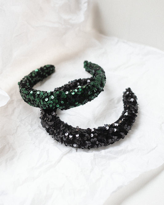 HEADBAND HELSINKI ATELIER PADDED SEQUINS GREEN
