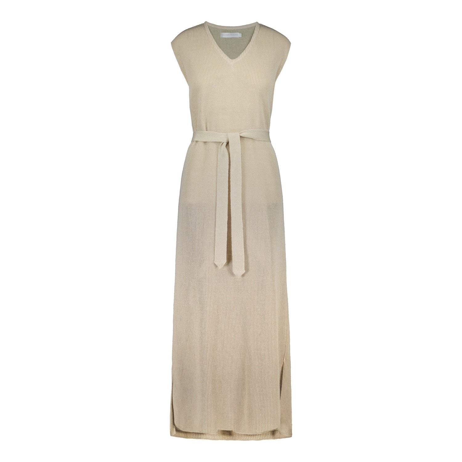 LINEN DRESS V-NECK SAND