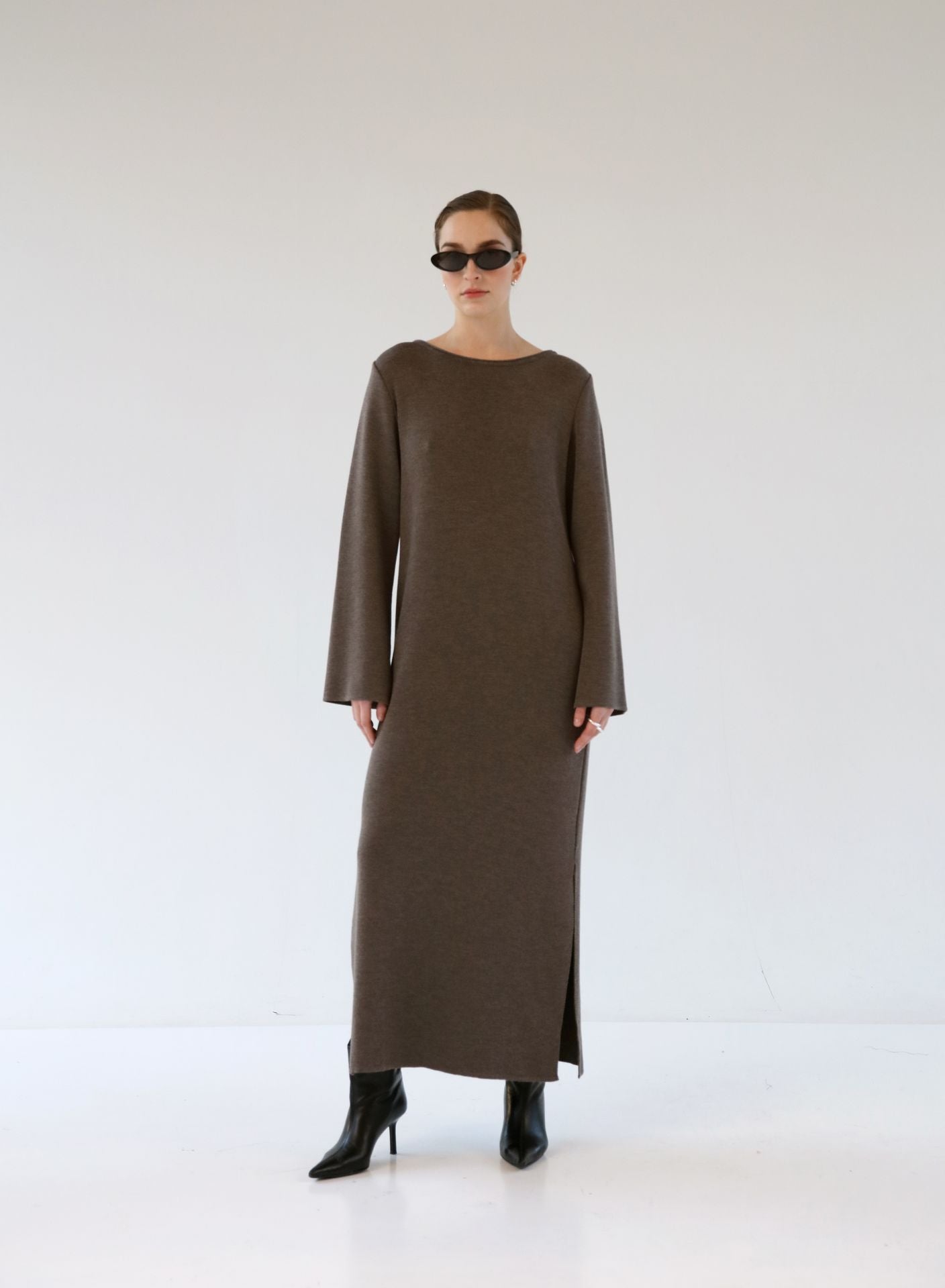 MERINO DRESS COFFEE