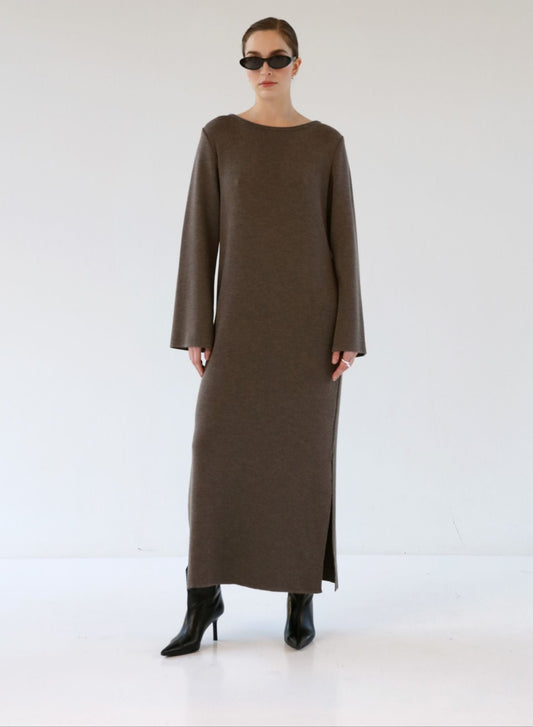 MERINO DRESS COFFEE