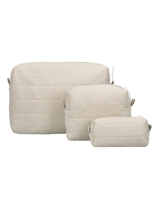 QUILTED COSMETIC BAG SAND MEDIUM