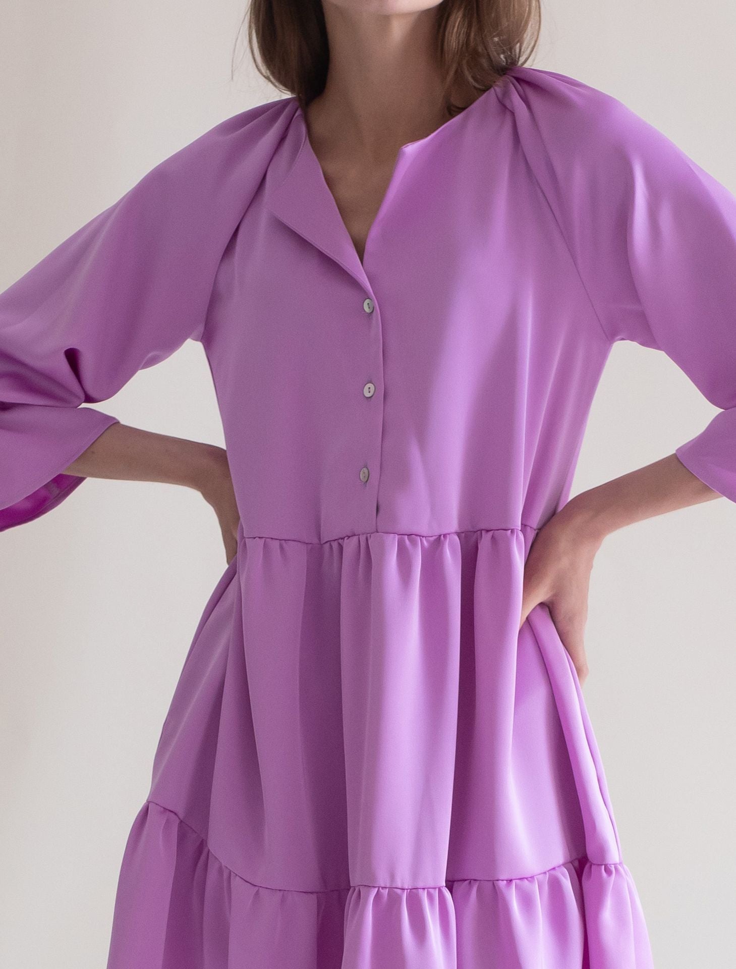 RUFFLED DRESS FUCHSIA