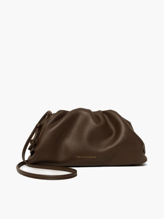 SMALL POUCH WITH STRAP DARK BROWN