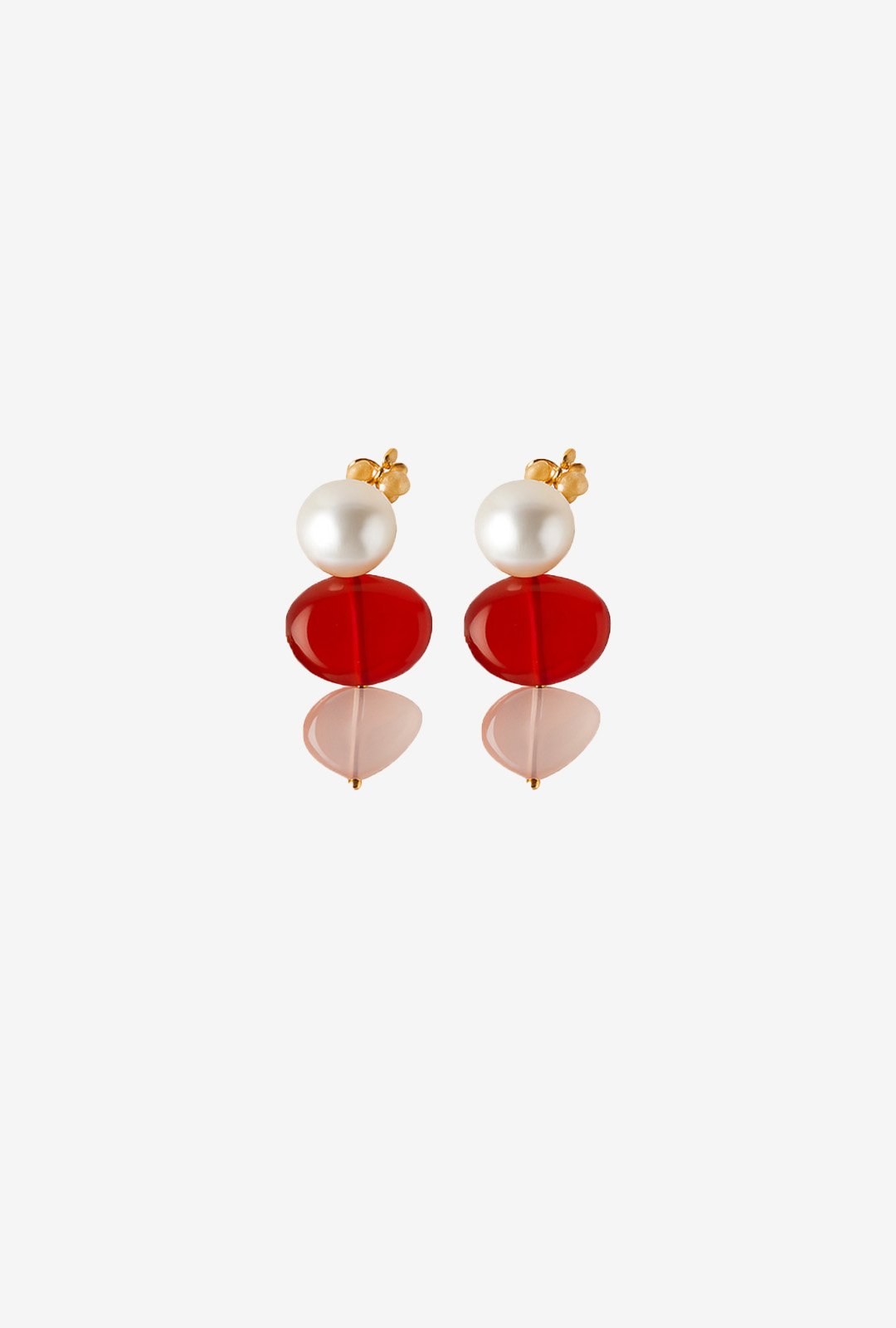 STONE AND PEARL EARRINGS CARNELIAN