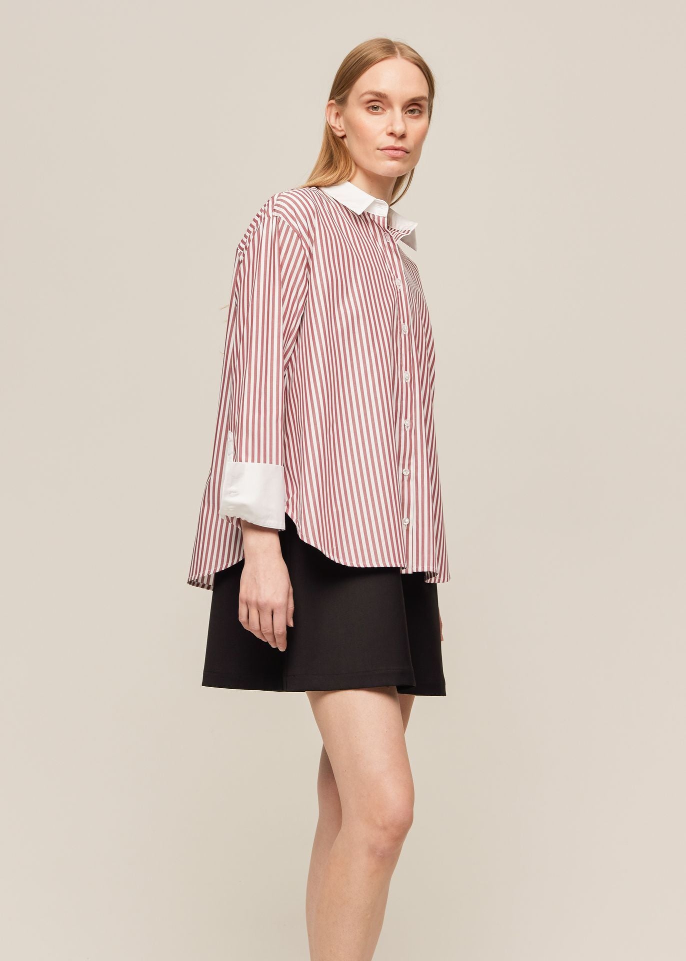 STRIPED COTTON SHIRT BURGUNDY