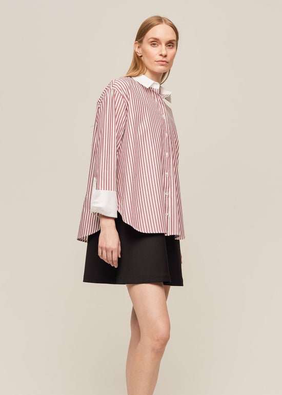 STRIPED COTTON SHIRT BURGUNDY