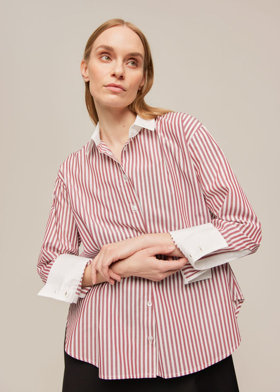 STRIPED COTTON SHIRT BURGUNDY