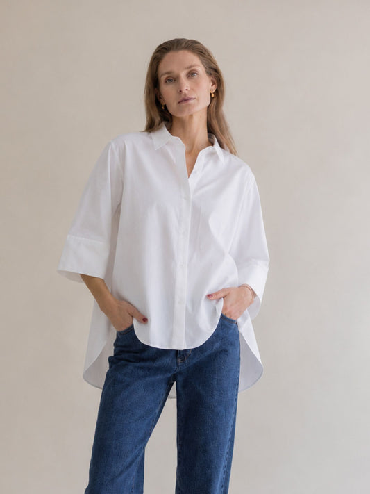 CLASSIC SHIRT W/ TWIST WHITE