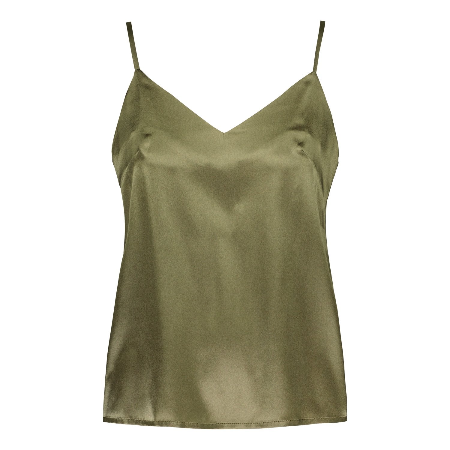 V-NECK SILK TOP GREEN